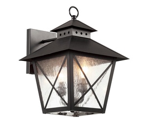 Trans Globe Lighting-40171 BK-Chimney Vented - One Light Outdoor Wall Lantern   Black Finish with Clear Seeded Glass